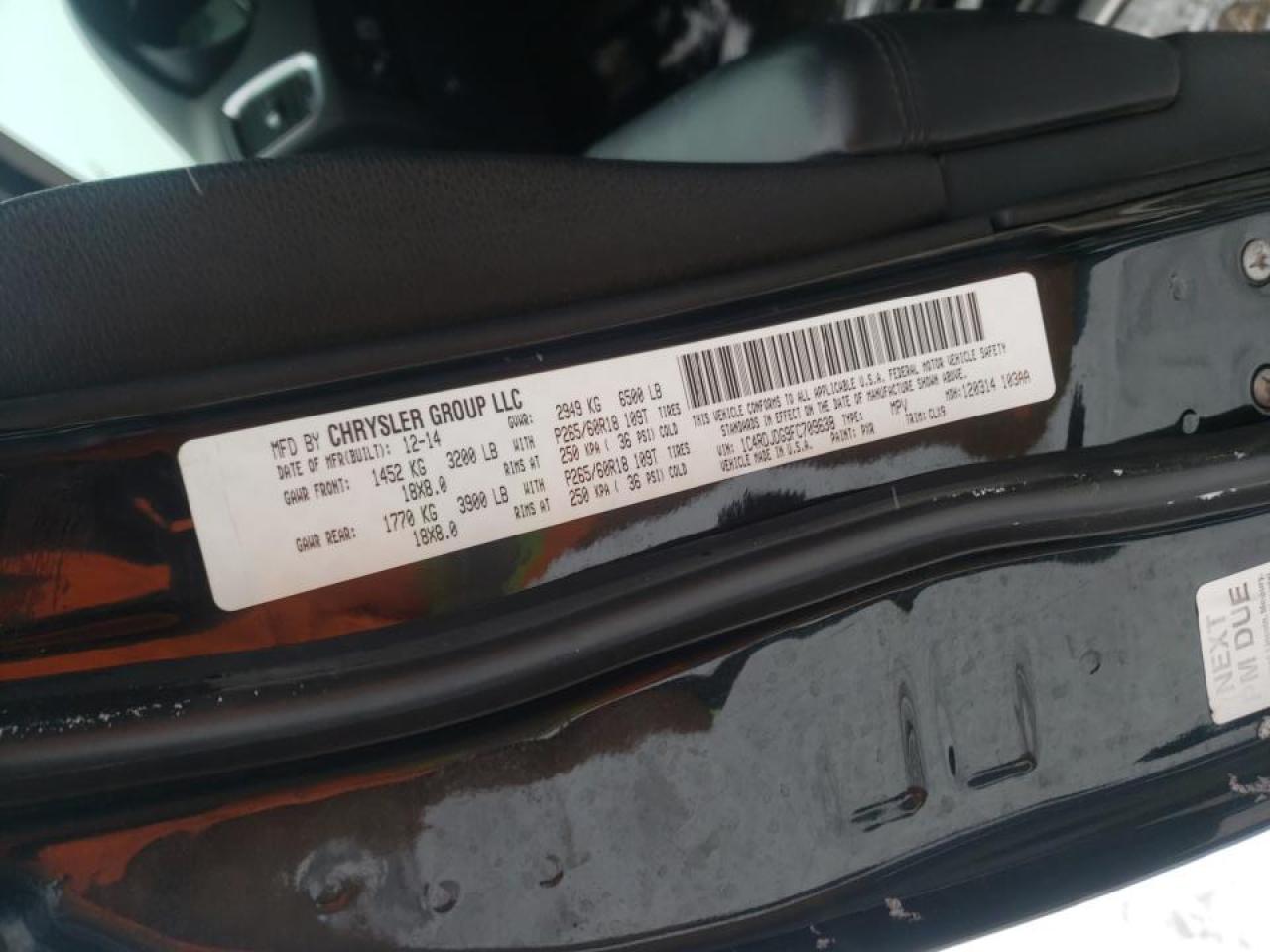 Photo 10 from auction – 2015 DODGE DURANGO LI with VIN 1C4RDJDG9FC709638
