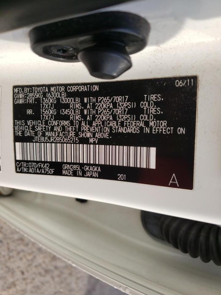 Photo 10 from auction – 2011 TOYOTA 4RUNNER SR with VIN JTEBU5JR2B5065215