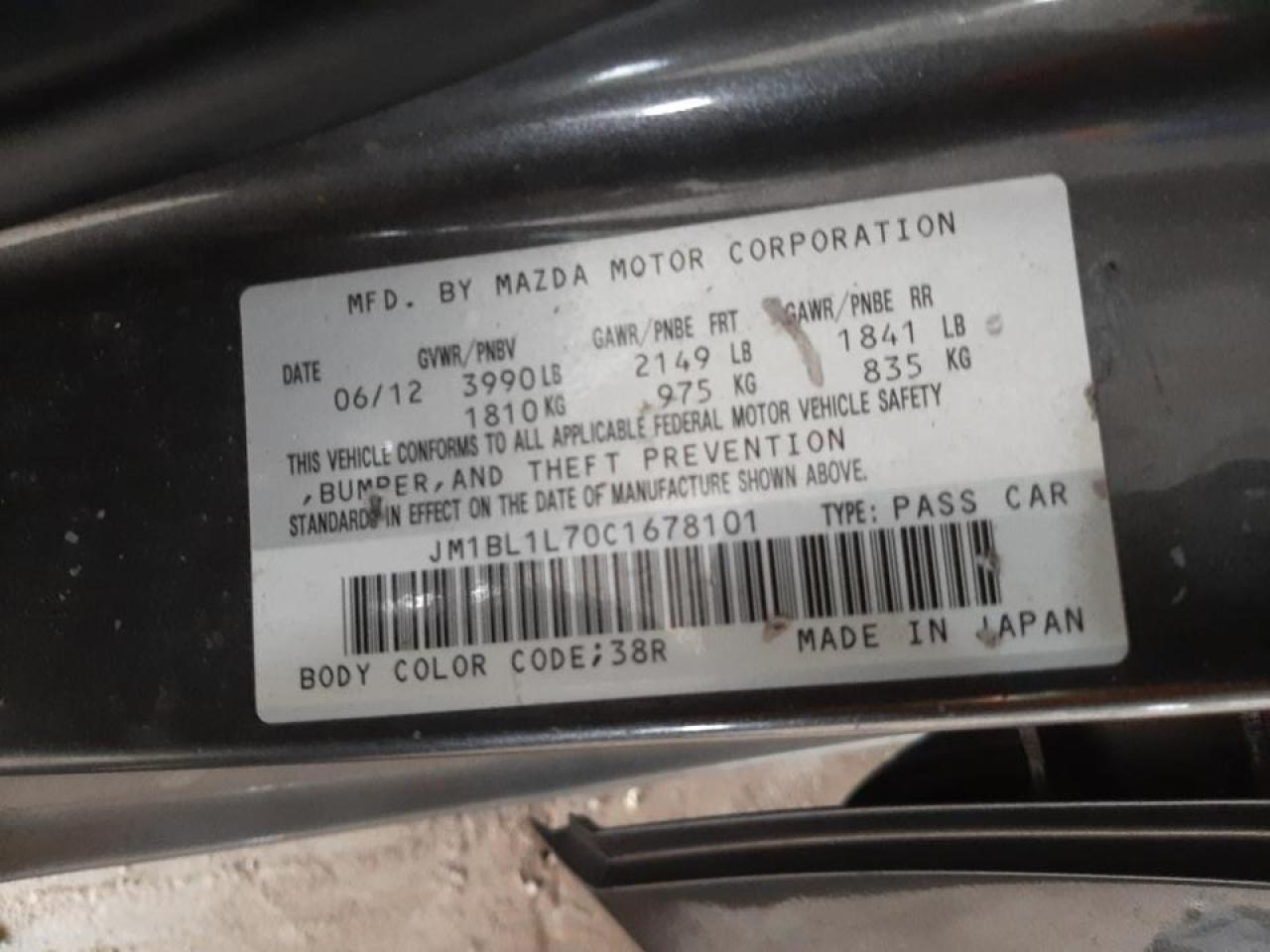 Photo 10 from auction – 2012 MAZDA 3 I with VIN JM1BL1L70C1678101