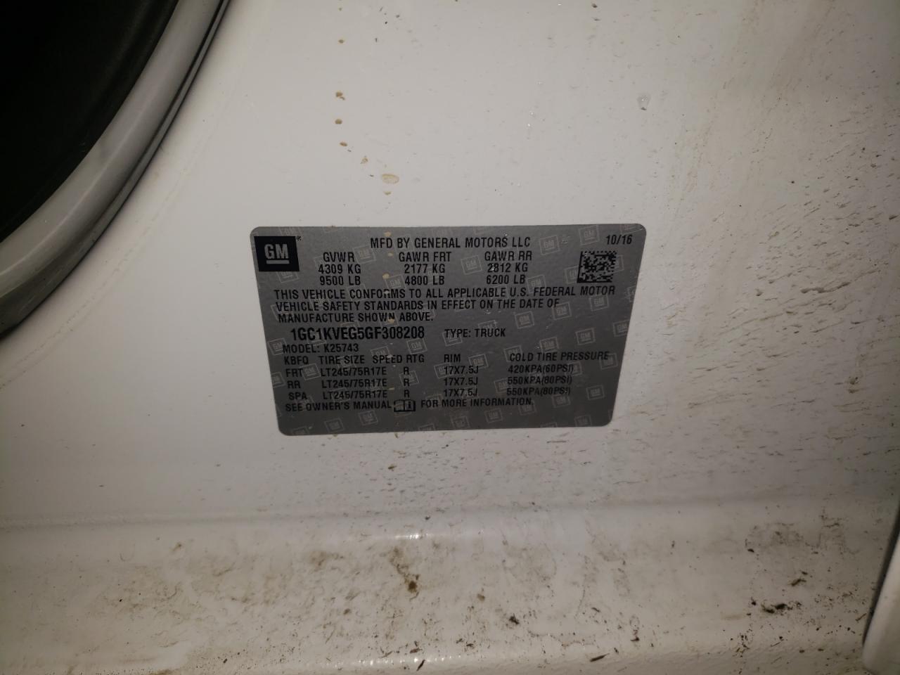 Photo 10 from auction – 2016 CHEVROLET SILVERADO with VIN 1GC1KVEG5GF308208
