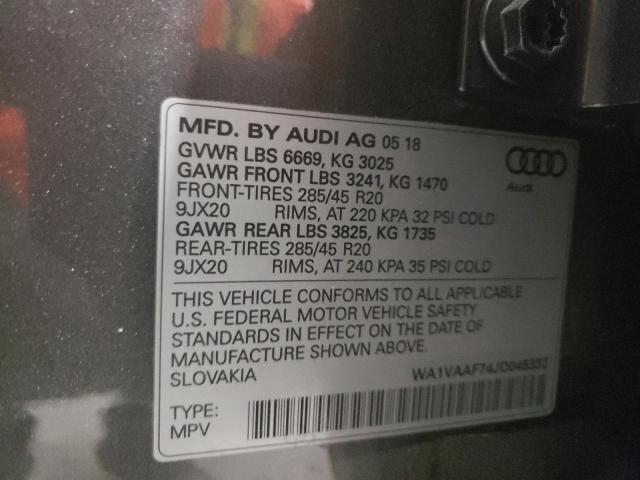 Photo 10 from auction – 2018 AUDI Q7 PRESTIG with VIN WA1VAAF74JD045332