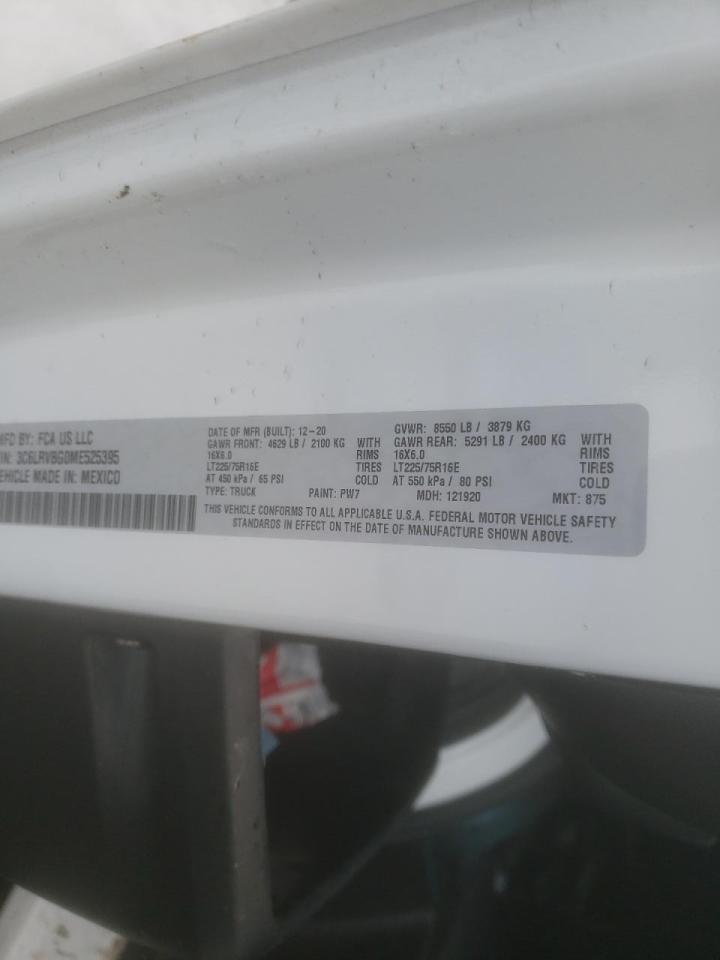 Photo 10 from auction – 2021 RAM PROMASTER with VIN 3C6LRVBG0ME525395