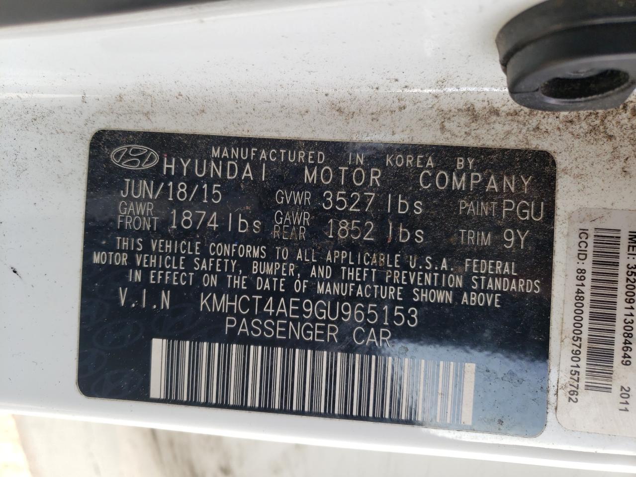 Photo 10 from auction – 2016 HYUNDAI ACCENT SE with VIN KMHCT4AE9GU965153