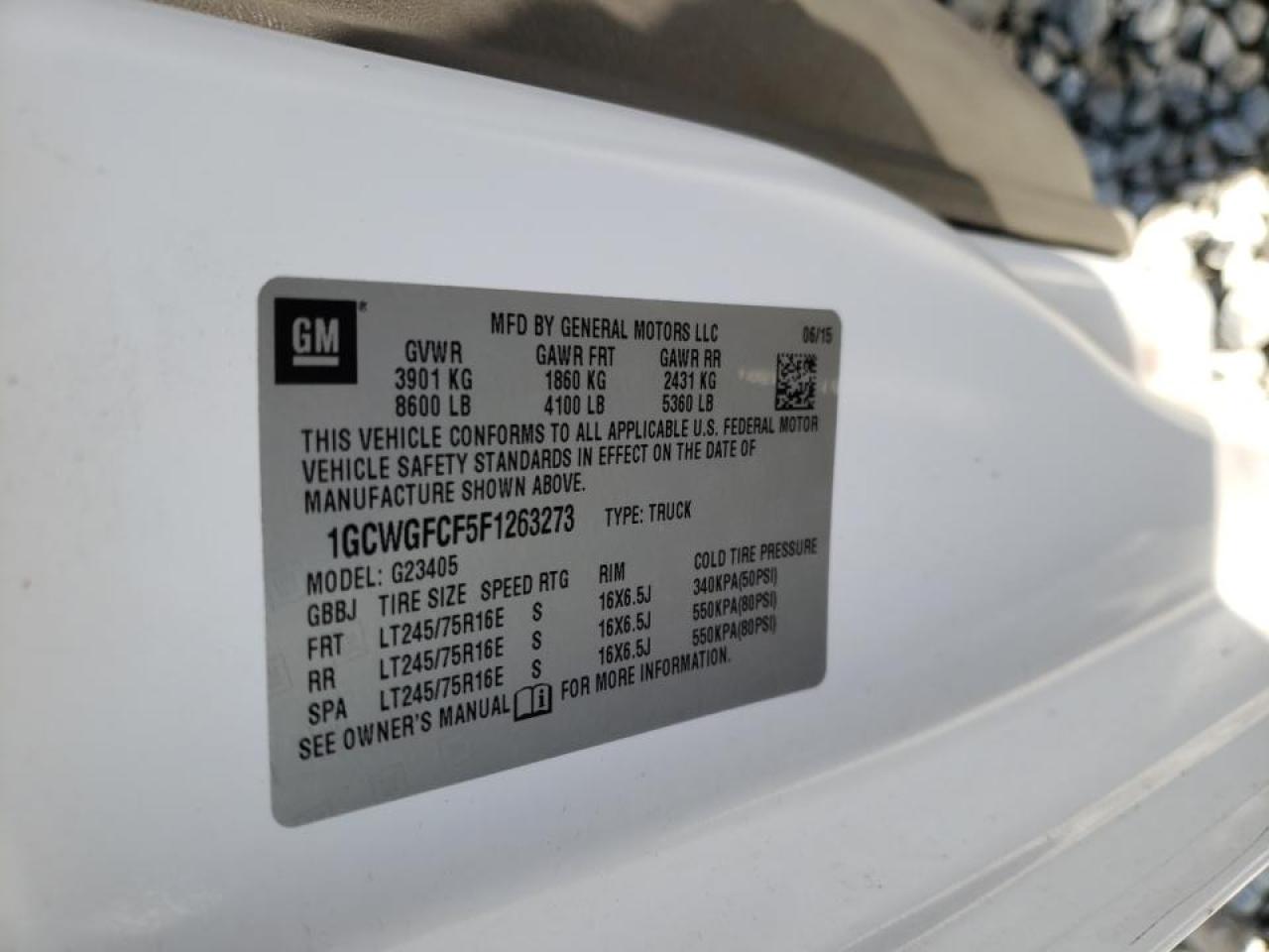 Photo 10 from auction – 2015 CHEVROLET EXPRESS G2 with VIN 1GCWGFCF5F1263273