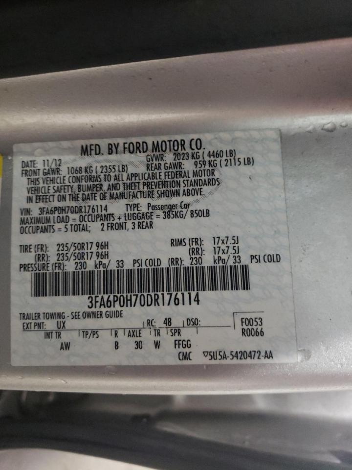Photo 10 from auction – 2013 FORD FUSION SE with VIN 3FA6P0H70DR176114