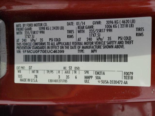 Photo 10 from auction – 2014 FORD ESCAPE S with VIN 1FMCU0F70EUC46399