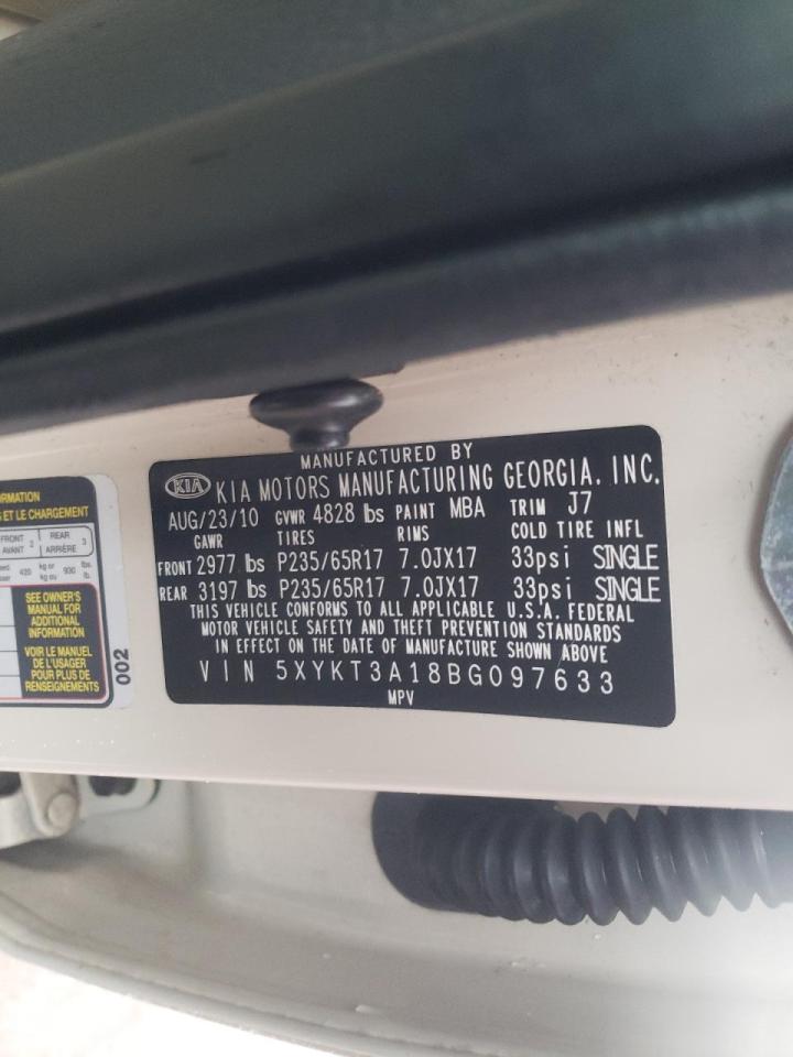 Photo 10 from auction – 2011 KIA SORENTO BA with VIN 5XYKT3A18BG097633