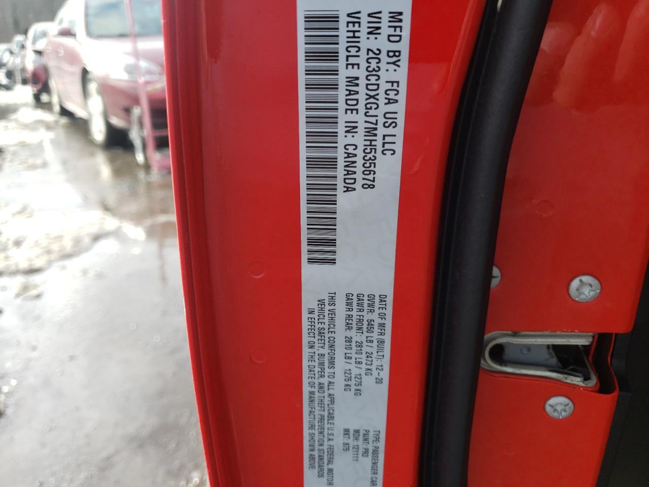 Photo 10 from auction – 2021 DODGE CHARGER SC with VIN 2C3CDXGJ7MH535678