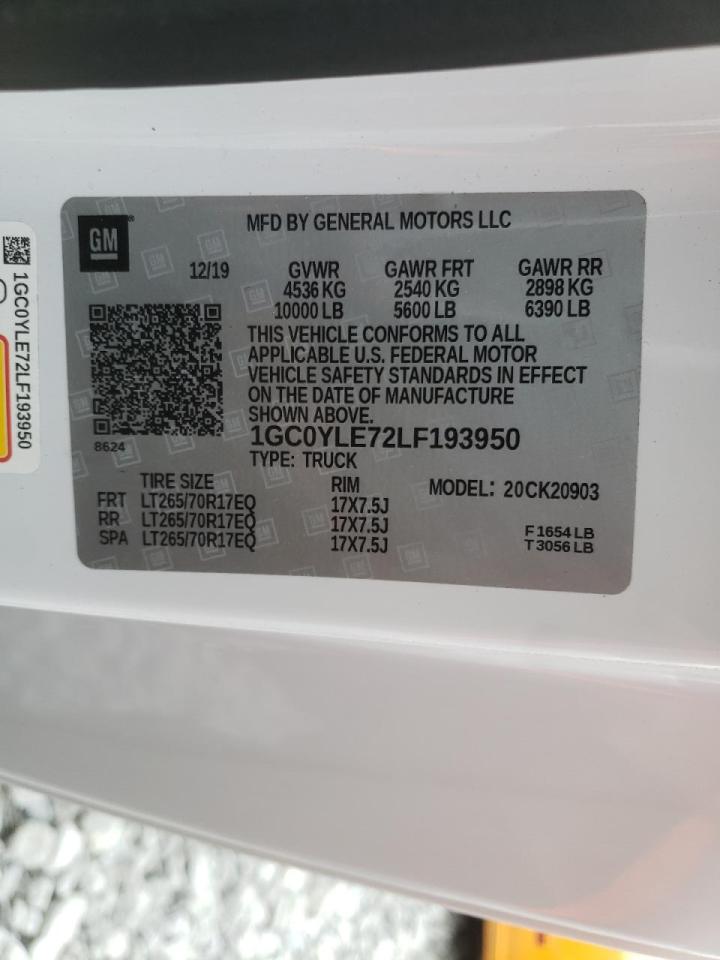 Photo 10 from auction – 2020 CHEVROLET SILVERADO with VIN 1GC0YLE72LF193950
