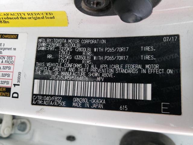 Photo 10 from auction – 2017 TOYOTA 4RUNNER SR with VIN JTEZU5JR5H5164876