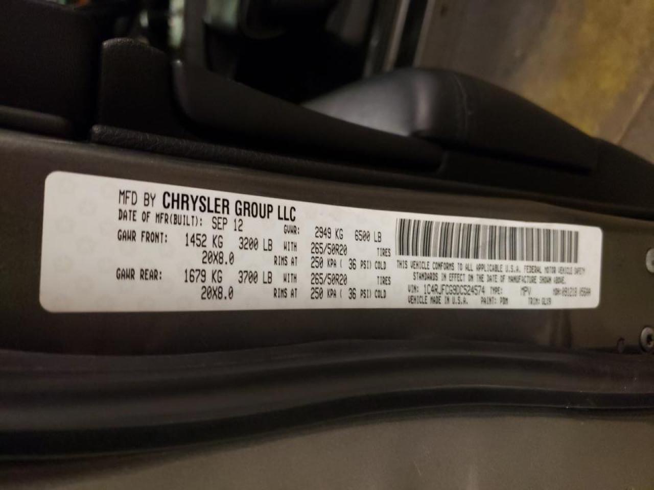 Photo 10 from auction – 2013 JEEP GRAND CHER with VIN 1C4RJFCG9DC524574