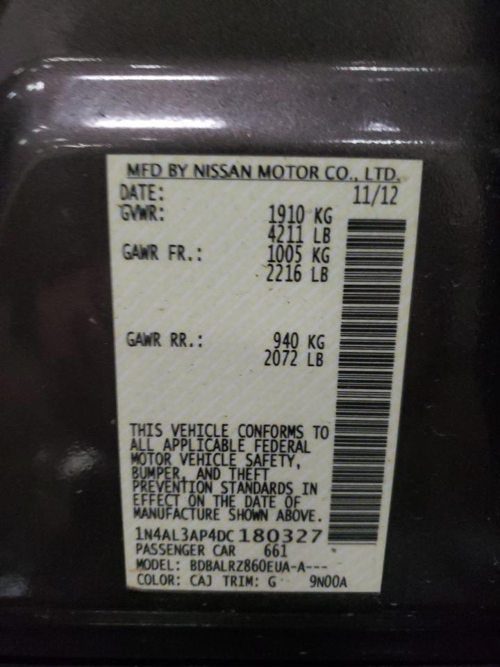 Photo 10 from auction – 2013 NISSAN ALTIMA 2.5 with VIN 1N4AL3AP4DC180327