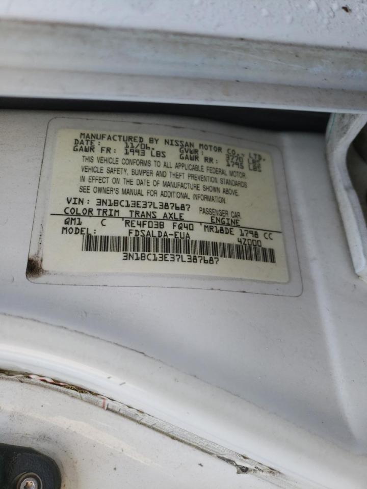 Photo 10 from auction – 2007 NISSAN VERSA S with VIN 3N1BC13E37L387687