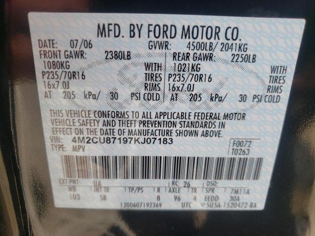 Photo 10 from auction – 2007 MERCURY MARINER PR with VIN 4M2CU87197KJ07183