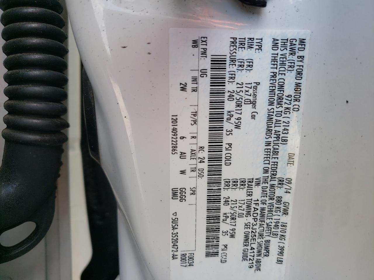 Photo 10 from auction – 2014 FORD FOCUS TITA with VIN 1FADP3J25EL417219