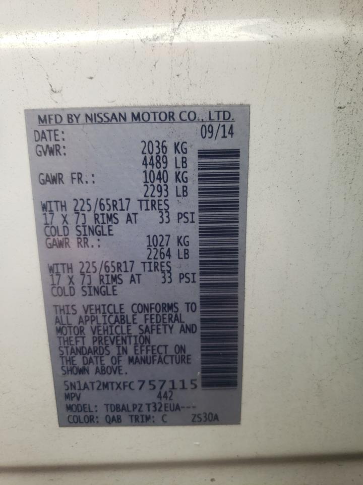 Photo 10 from auction – 2015 NISSAN ROGUE S with VIN 5N1AT2MTXFC757115