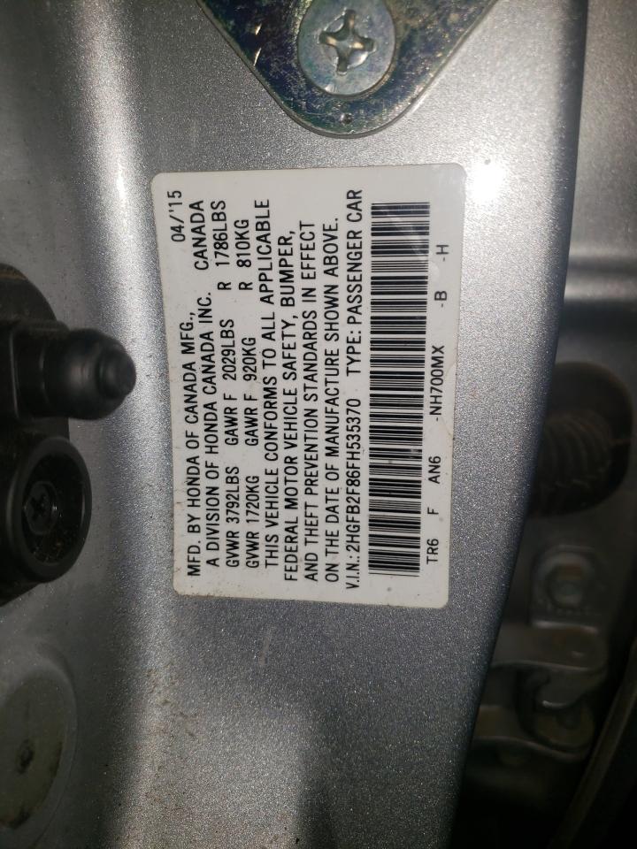 Photo 10 from auction – 2015 HONDA CIVIC EX with VIN 2HGFB2F86FH535370
