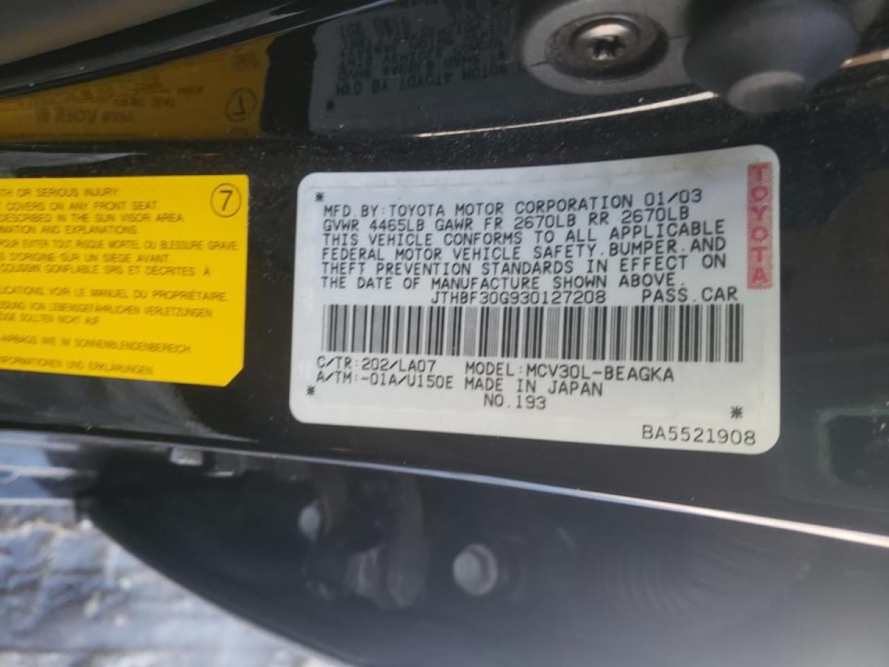 صورة رقم 10 من المزاد - 2003 LEXUS ES 300 مع VIN JTHBF30G930127208