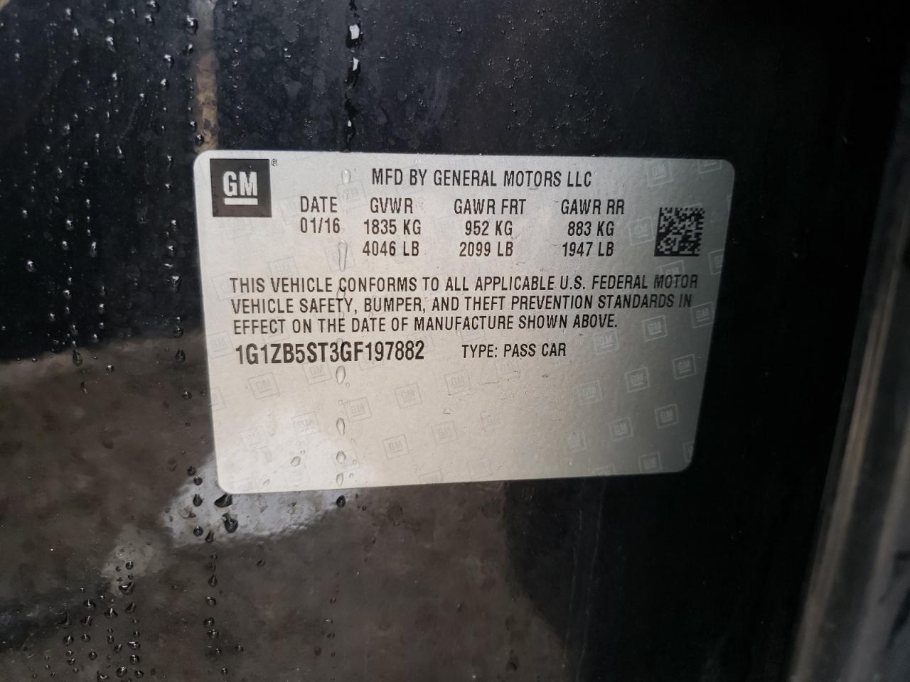 Photo 10 from auction – 2016 CHEVROLET MALIBU LS with VIN 1G1ZB5ST3GF197882