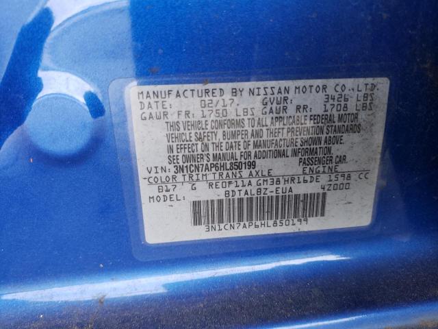 Photo 10 from auction – 2017 NISSAN VERSA S with VIN 3N1CN7AP6HL850199