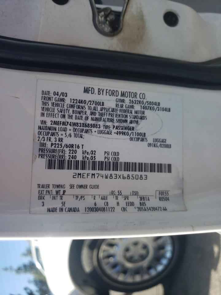 Photo 10 from auction – 2003 MERCURY GRAND MARQ with VIN 2MEFM74W83X685083