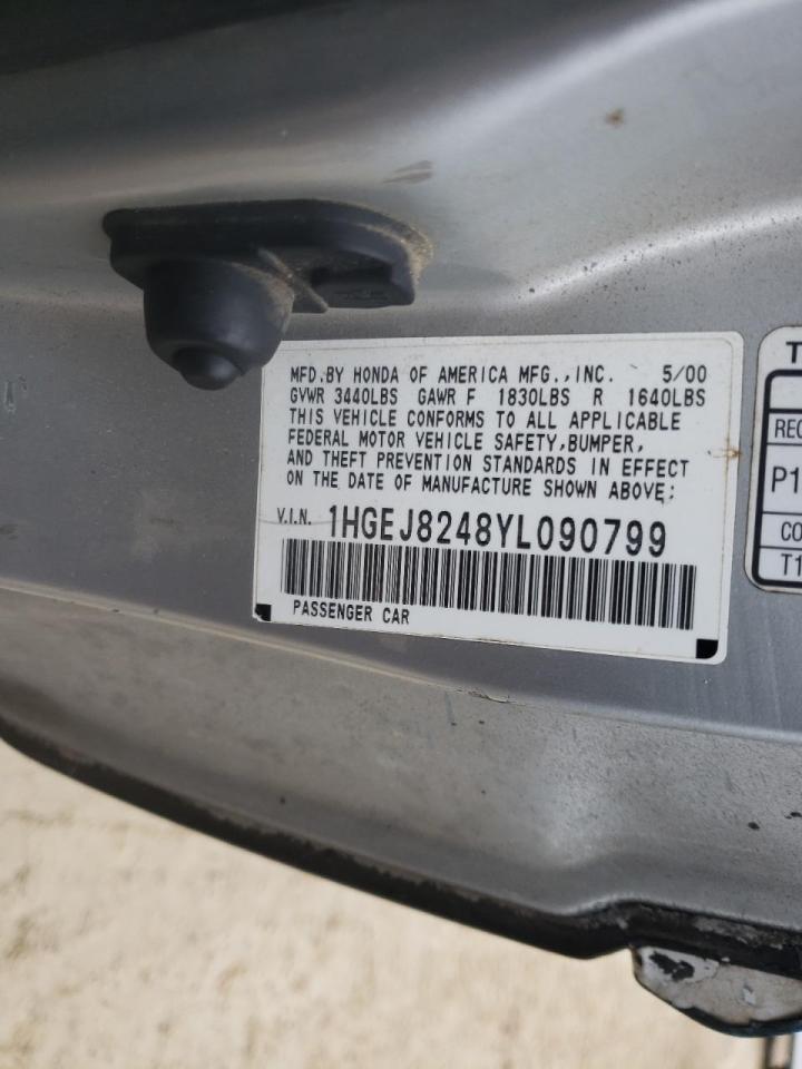 Photo 10 from auction – 2000 HONDA CIVIC EX with VIN 1HGEJ8248YL090799