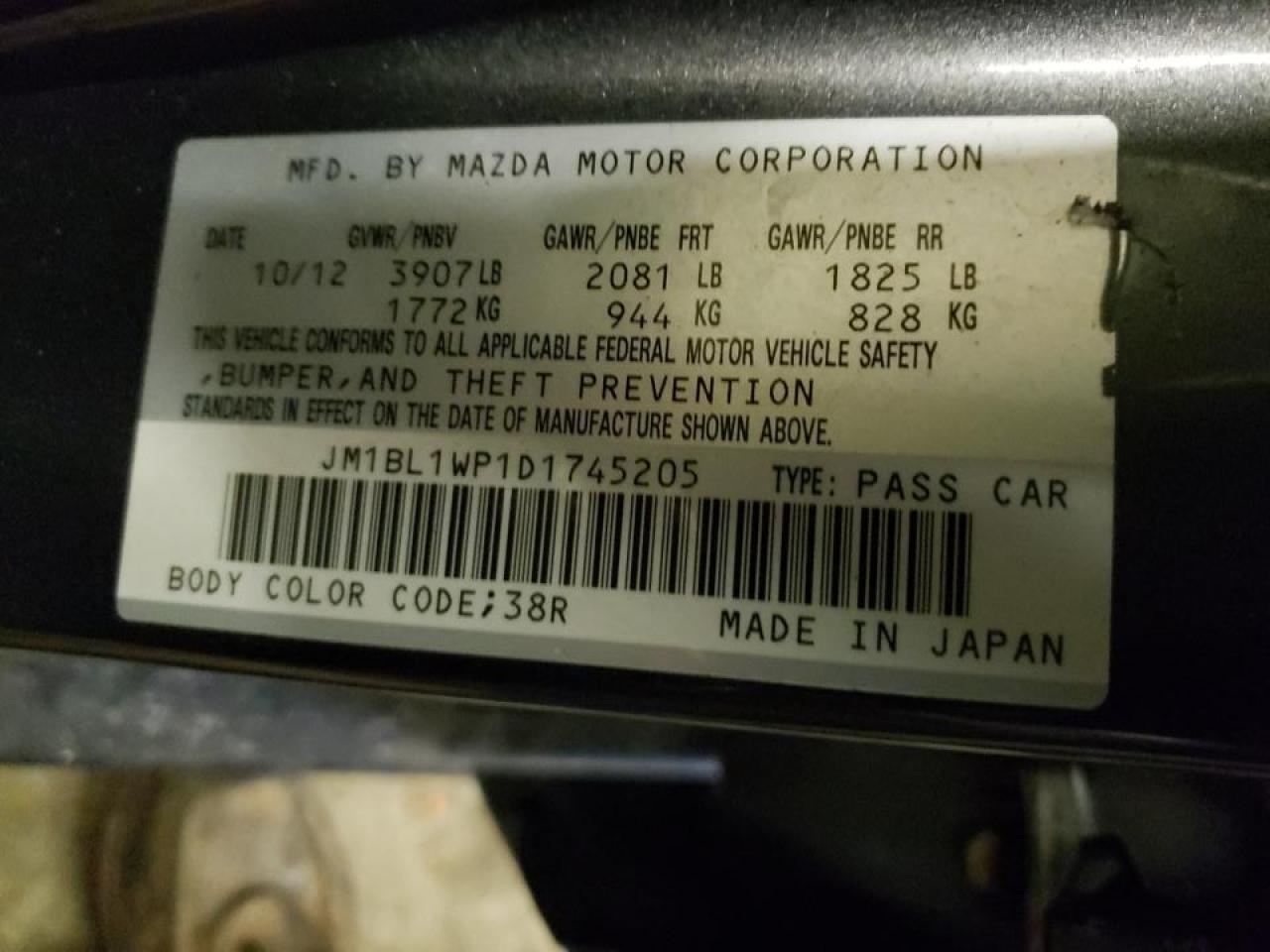 Foto 10 de la subasta – 2013 MAZDA 3 I con VIN JM1BL1WP1D1745205