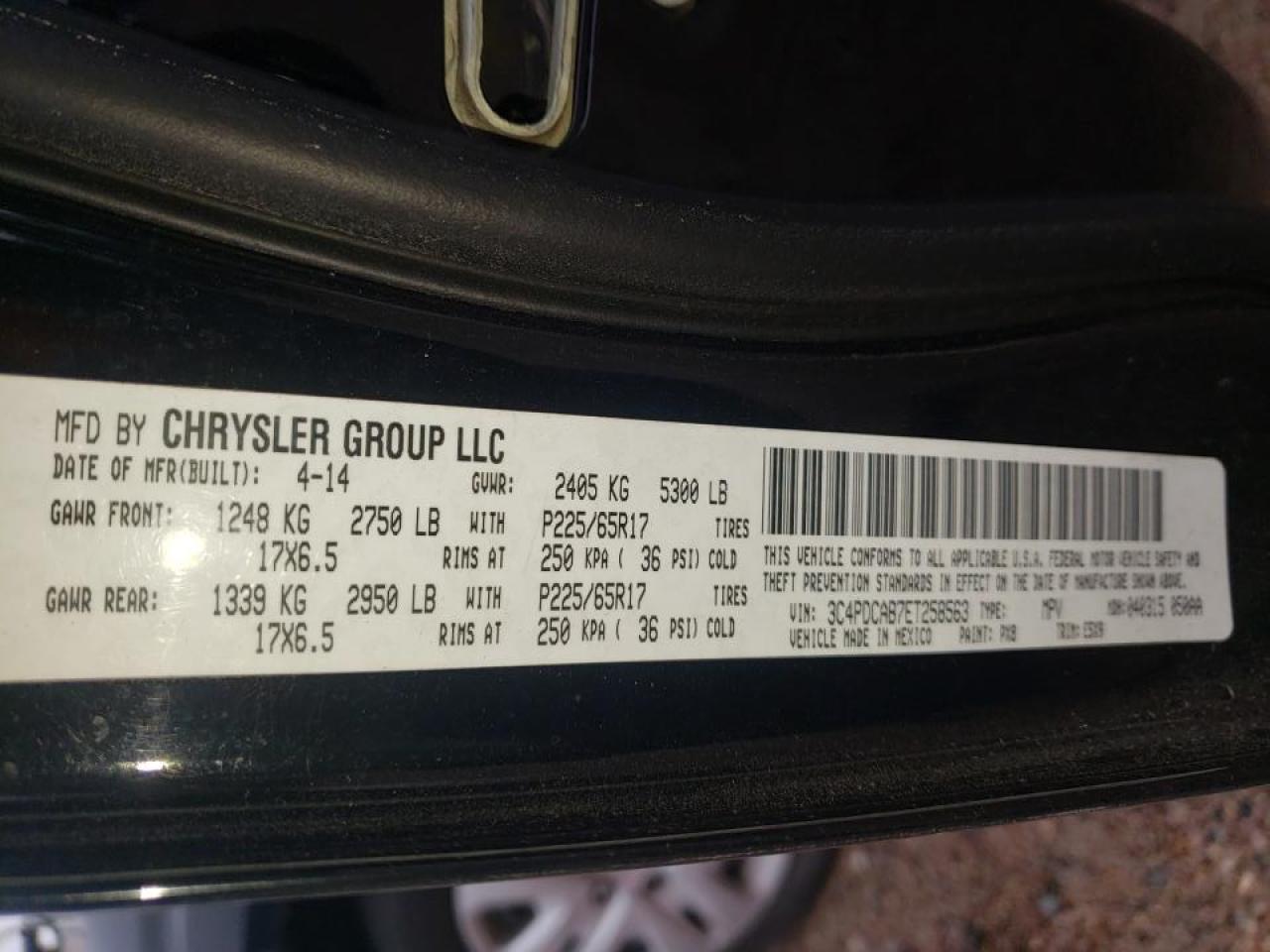 Photo 10 from auction – 2014 DODGE JOURNEY SE with VIN 3C4PDCAB7ET258563