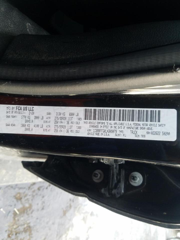 Photo 10 from auction – 2020 RAM 1500 BIG H with VIN 1C6RRFFG0LN309079