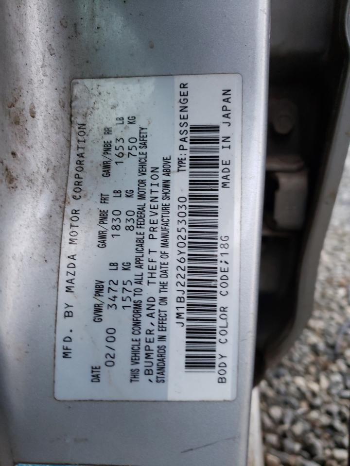 Foto 10 de la subasta – 2000 MAZDA PROTEGE DX con VIN JM1BJ2226Y0253030