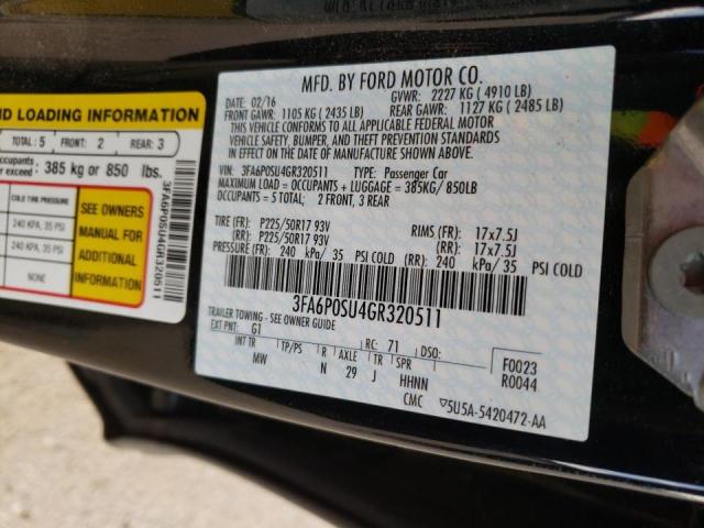 Photo 10 from auction – 2016 FORD FUSION TIT with VIN 3FA6P0SU4GR320511