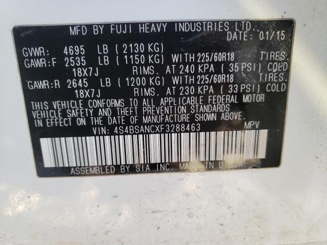 Photo 10 from auction – 2015 SUBARU OUTBACK 2. with VIN 4S4BSANCXF3288463