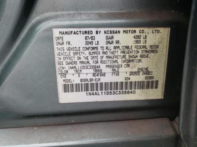 Photo 10 from auction – 2003 NISSAN ALTIMA BAS with VIN 1N4AL11D53C335640