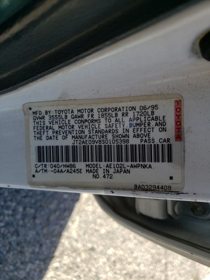 Photo 10 from auction – 1995 TOYOTA COROLLA with VIN JT2AE09V8S0105398