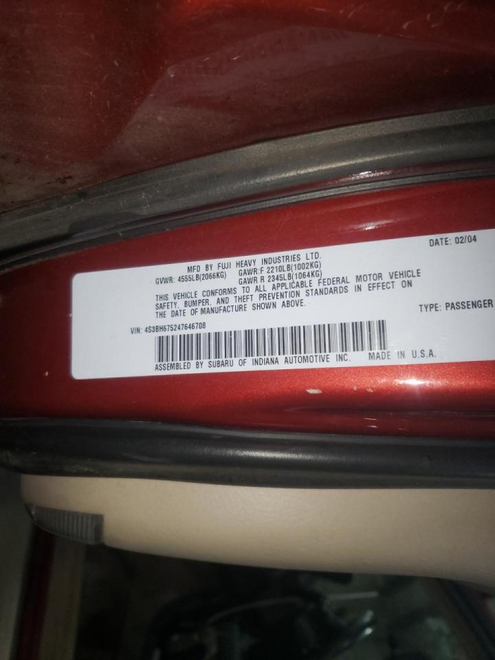 Photo 10 from auction – 2004 SUBARU LEGACY OUT with VIN 4S3BH675247646708