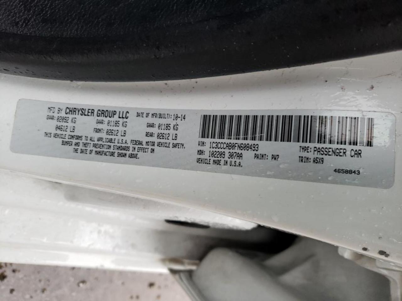 Photo 10 from auction – 2015 CHRYSLER 200 LIMITE with VIN 1C3CCCAB0FN608493