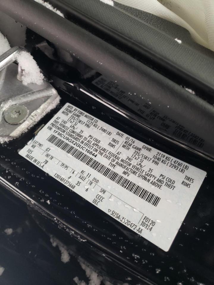Photo 10 from auction – 2016 FORD ESCAPE SE with VIN 1FMCU9GX2GUC16844