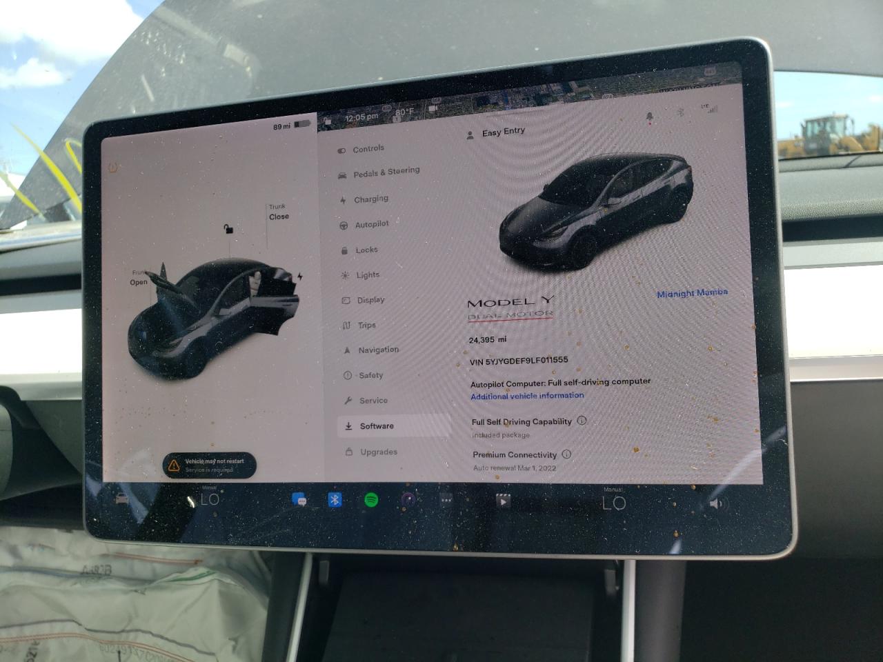 Photo 8 from auction – 2020 TESLA MODEL Y with VIN 5YJYGDEF9LF011555