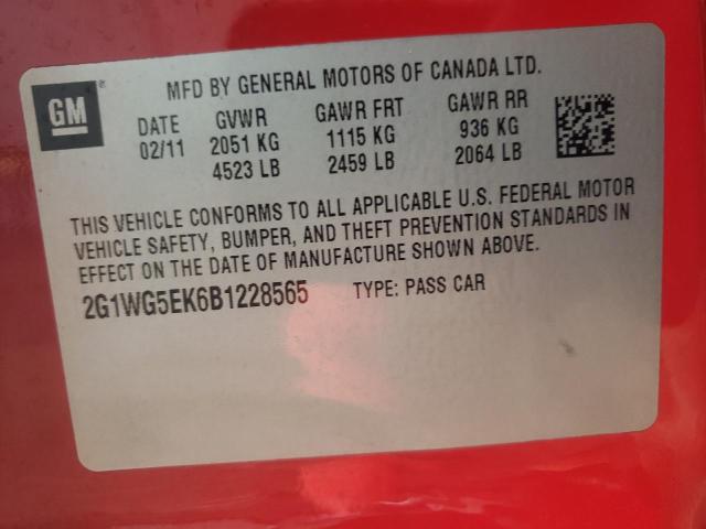 Photo 10 from auction – 2011 CHEVROLET IMPALA LT with VIN 2G1WG5EK6B1228565