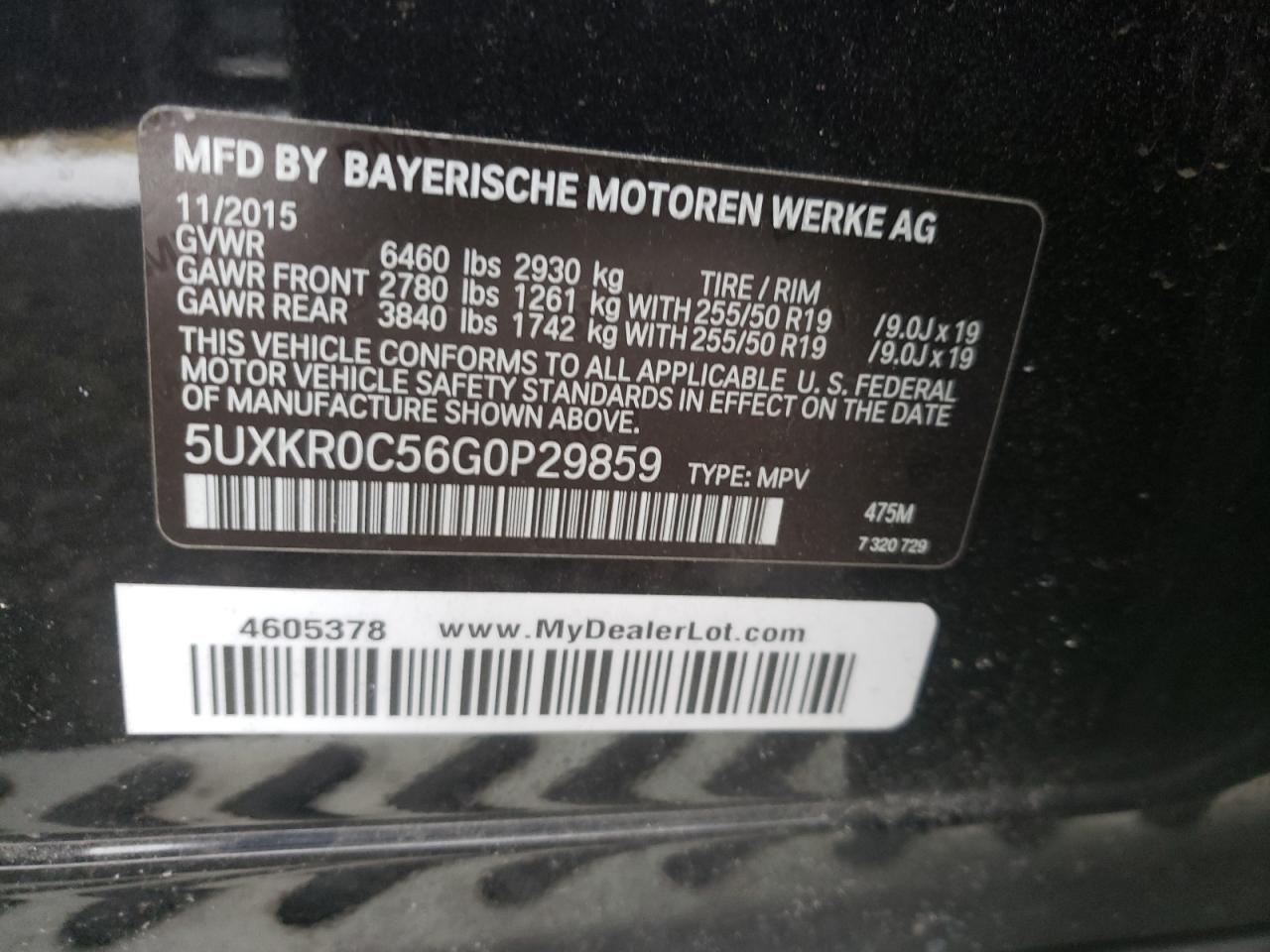 Photo 10 from auction – 2016 BMW X5 XDRIVE3 with VIN 5UXKR0C56G0P29859