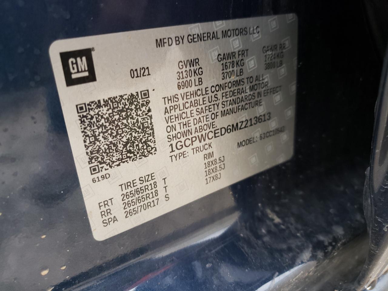 Photo 10 from auction – 2021 CHEVROLET SILVERADO with VIN 1GCPWCED6MZ213613