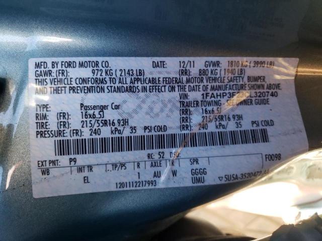 Photo 10 from auction – 2012 FORD FOCUS SE with VIN 1FAHP3F23CL320740