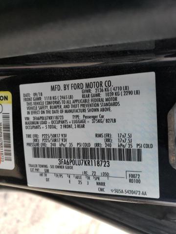 Photo 10 from auction – 2019 FORD FUSION SE with VIN 3FA6P0LU7KR118723