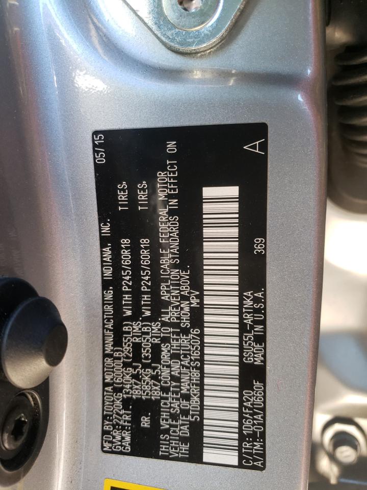 Photo 10 from auction – 2015 TOYOTA HIGHLANDER with VIN 5TDBKRFH8FS165076