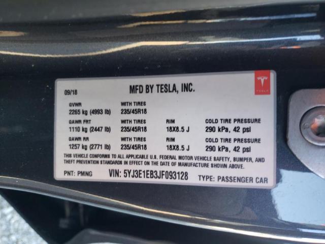 Photo 10 from auction – 2018 TESLA MODEL 3 with VIN 5YJ3E1EB3JF093128