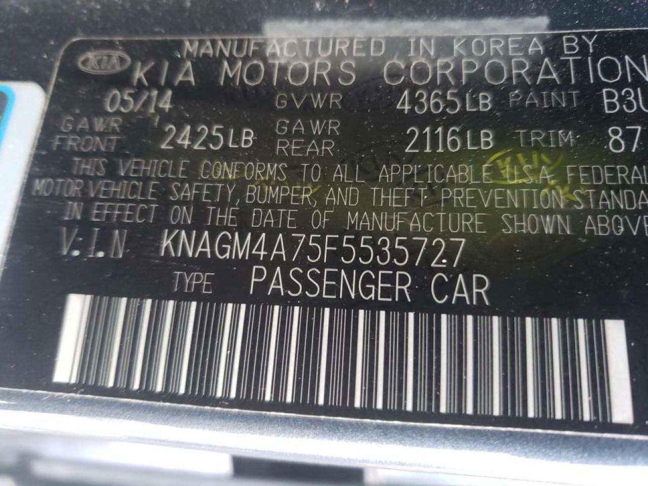 صورة رقم 10 من المزاد - 2015 KIA OPTIMA LX مع VIN KNAGM4A75F5535727