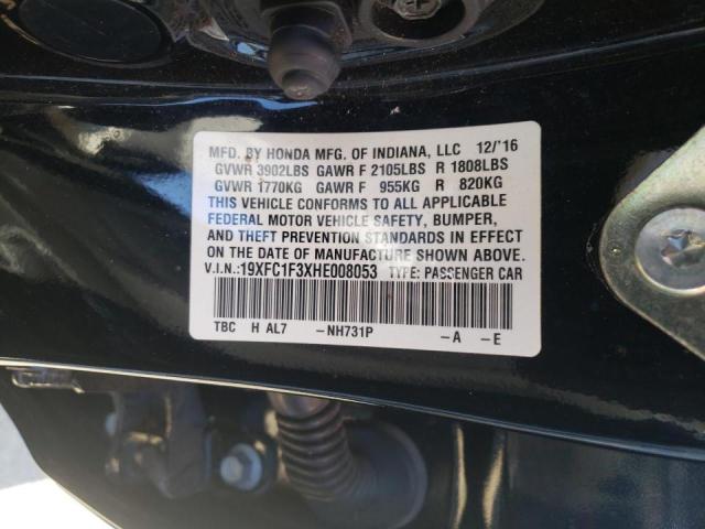 Photo 10 from auction – 2017 HONDA CIVIC EX with VIN 19XFC1F3XHE008053