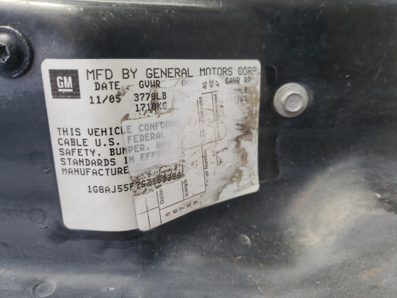Photo 10 from auction – 2006 SATURN ION LEVEL with VIN 1G8AJ55F76Z153386