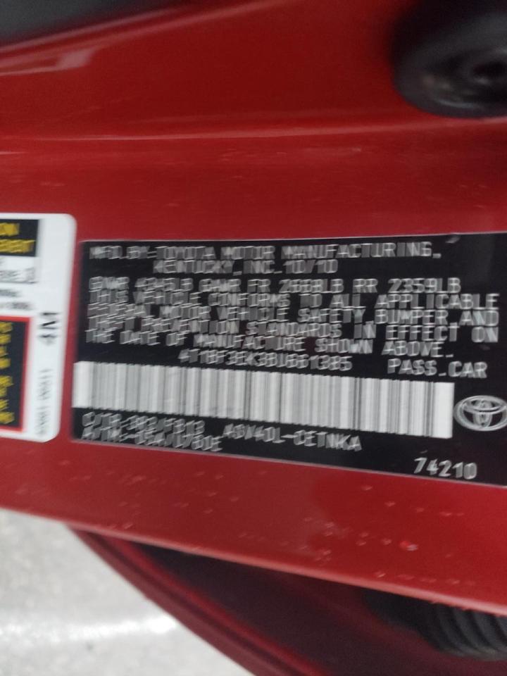 Photo 10 from auction – 2011 TOYOTA CAMRY BASE with VIN 4T1BF3EK3BU661385