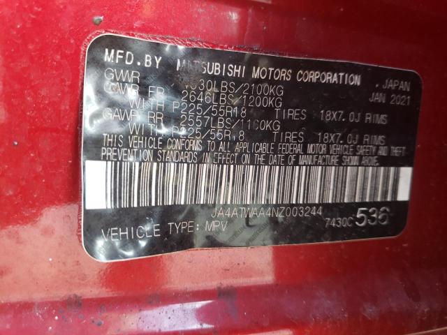 Photo 10 from auction – 2022 MITSUBISHI ECLIPSE CR with VIN JA4ATWAA4NZ003244